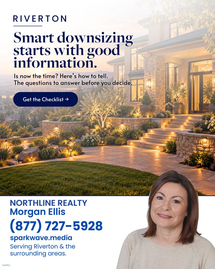 Warmly lit luxury home with the headline Smart downsizing starts with good information.