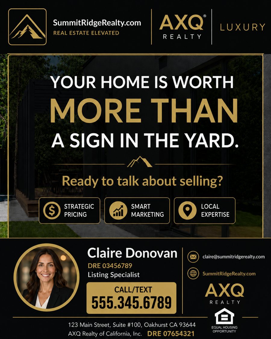 Finished seller-campaign ad layout for a fictional brokerage